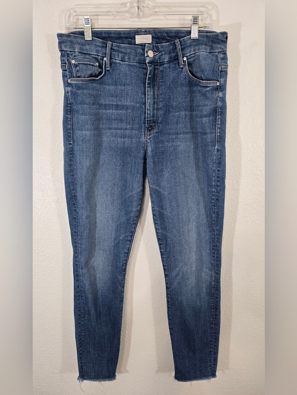 Mother The Looker Ankle Fray One Smart Cookie Jeans Stretch Comfy, size 32